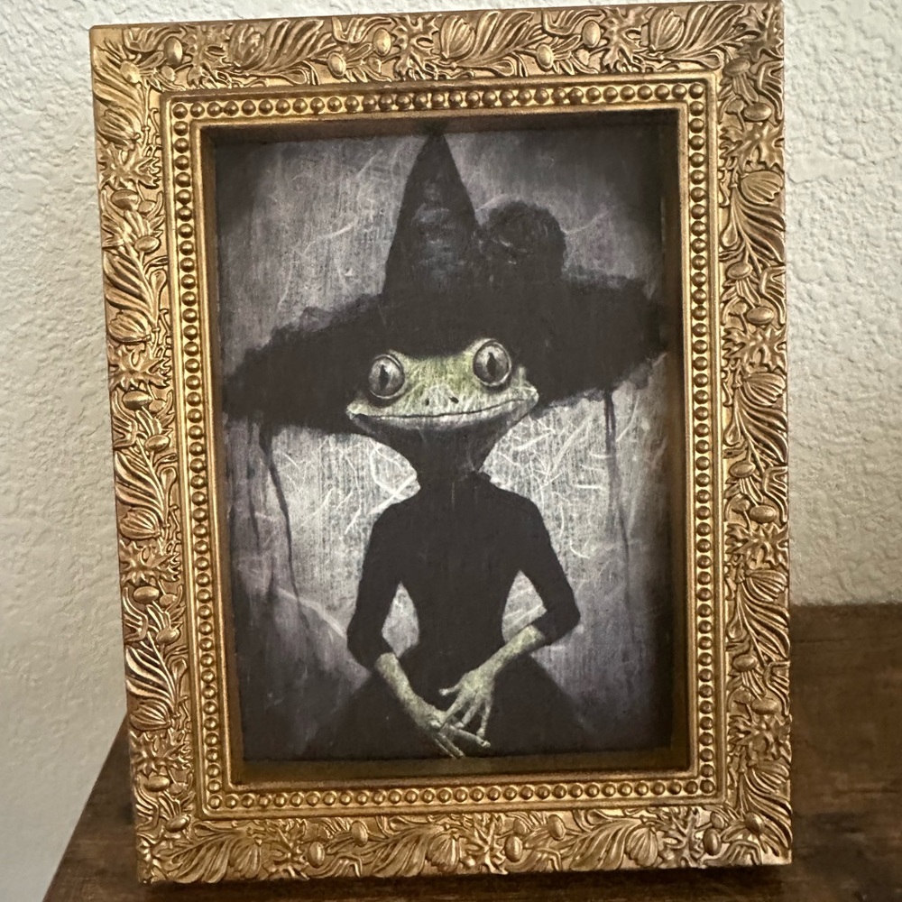 Framed Frog Witch Art Print